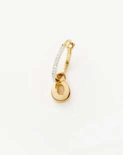 Initial Single Charm Hoop Earring - Initial O