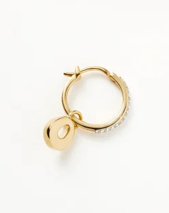 Initial Single Charm Hoop Earring - Initial O