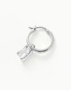 Initial Single Charm Hoop Earring  - Initial H