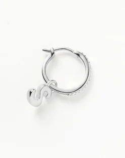 Initial Single Charm Hoop Earring  - Initial S