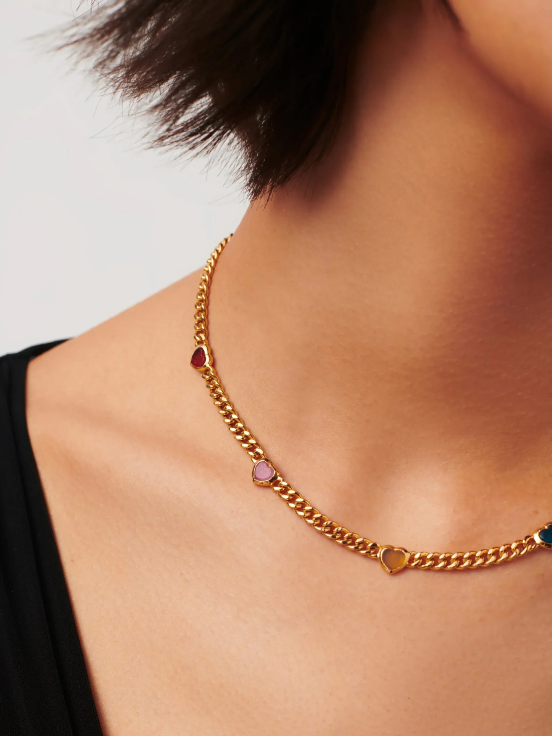 Jelly Heart Gemstone Charm Necklace