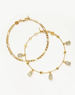 Lena Rainbow Moonstone Bracelet Set