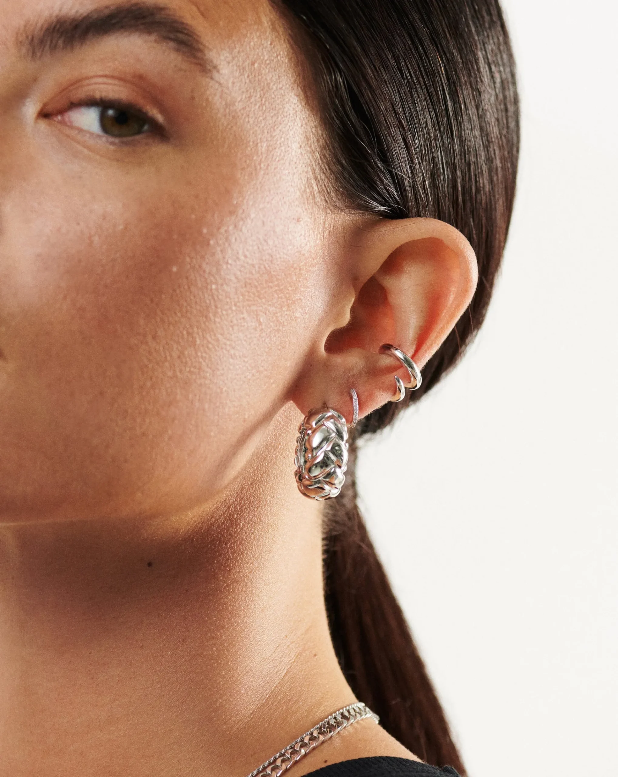 Lucy Williams Chunky Waffle Hoop Earrings