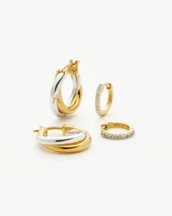 Lucy Williams Entwine Hoop Earrings & Pave Huggies Set