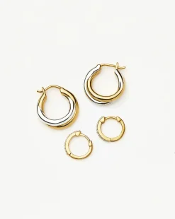 Lucy Williams Entwine Hoop Earrings & Pave Huggies Set