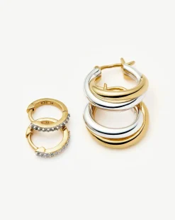 Lucy Williams Entwine Hoop Earrings & Pave Huggies Set