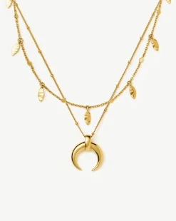 Lucy Williams Horn Necklace & Leaf Charm Choker Set