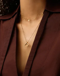 Lucy Williams Horn Necklace & Leaf Charm Choker Set