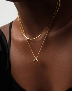 Lucy Williams Malachite Horn Pendant Necklace
