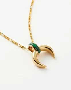 Lucy Williams Malachite Horn Pendant Necklace