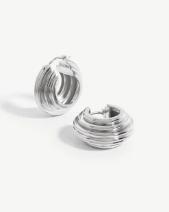 Lucy Williams Medium Chunky Ridge Hoop Earrings