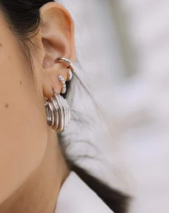 Lucy Williams Medium Chunky Ridge Hoop Earrings