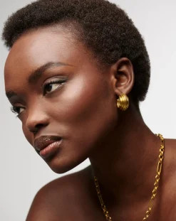 Lucy Williams Medium Chunky Ridge Hoop Earrings