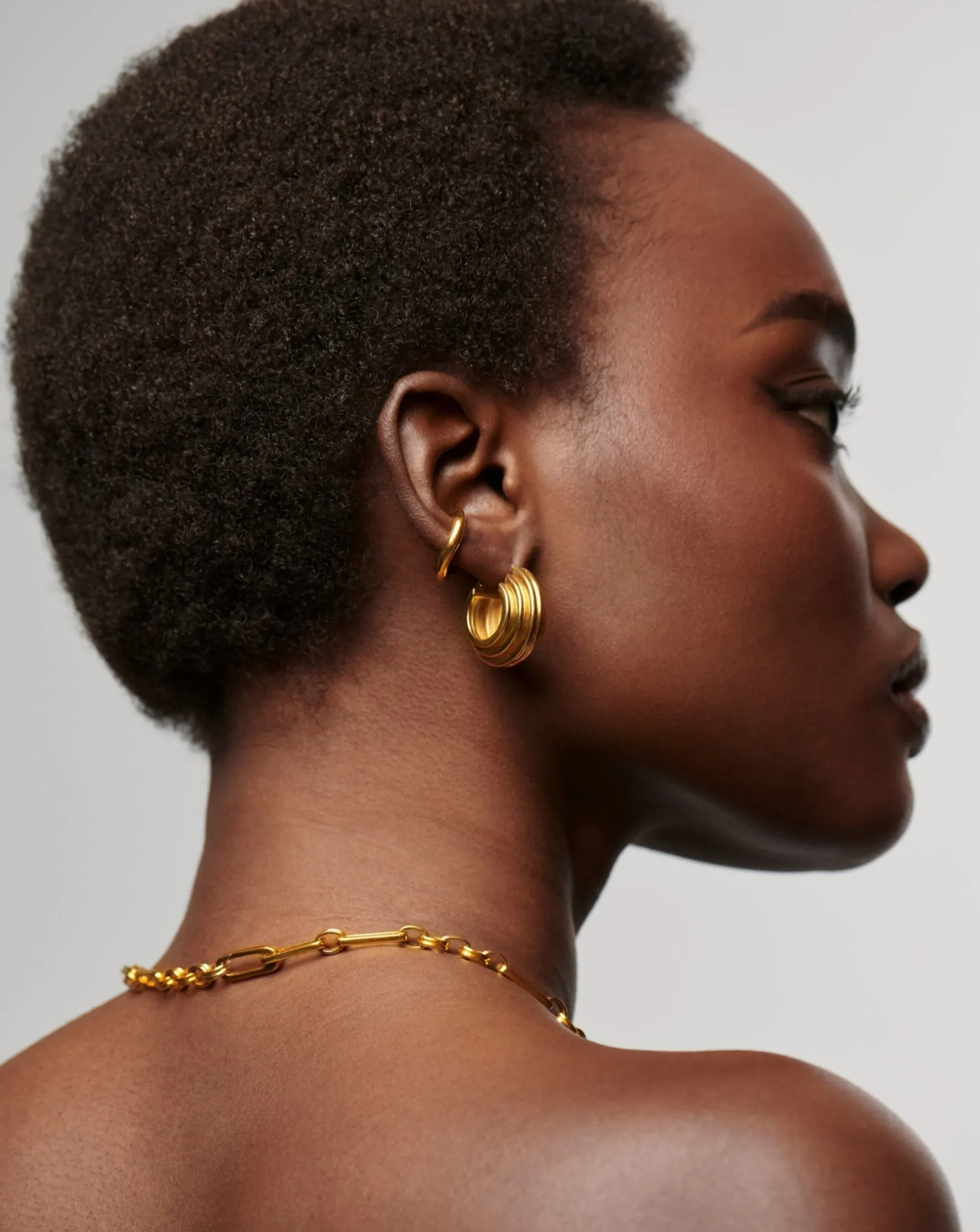 Lucy Williams Medium Chunky Ridge Hoop Earrings