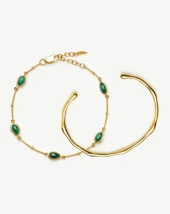 Magma Gemstone & Molten Cuff Bracelet Set