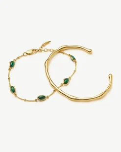 Magma Gemstone & Molten Cuff Bracelet Set