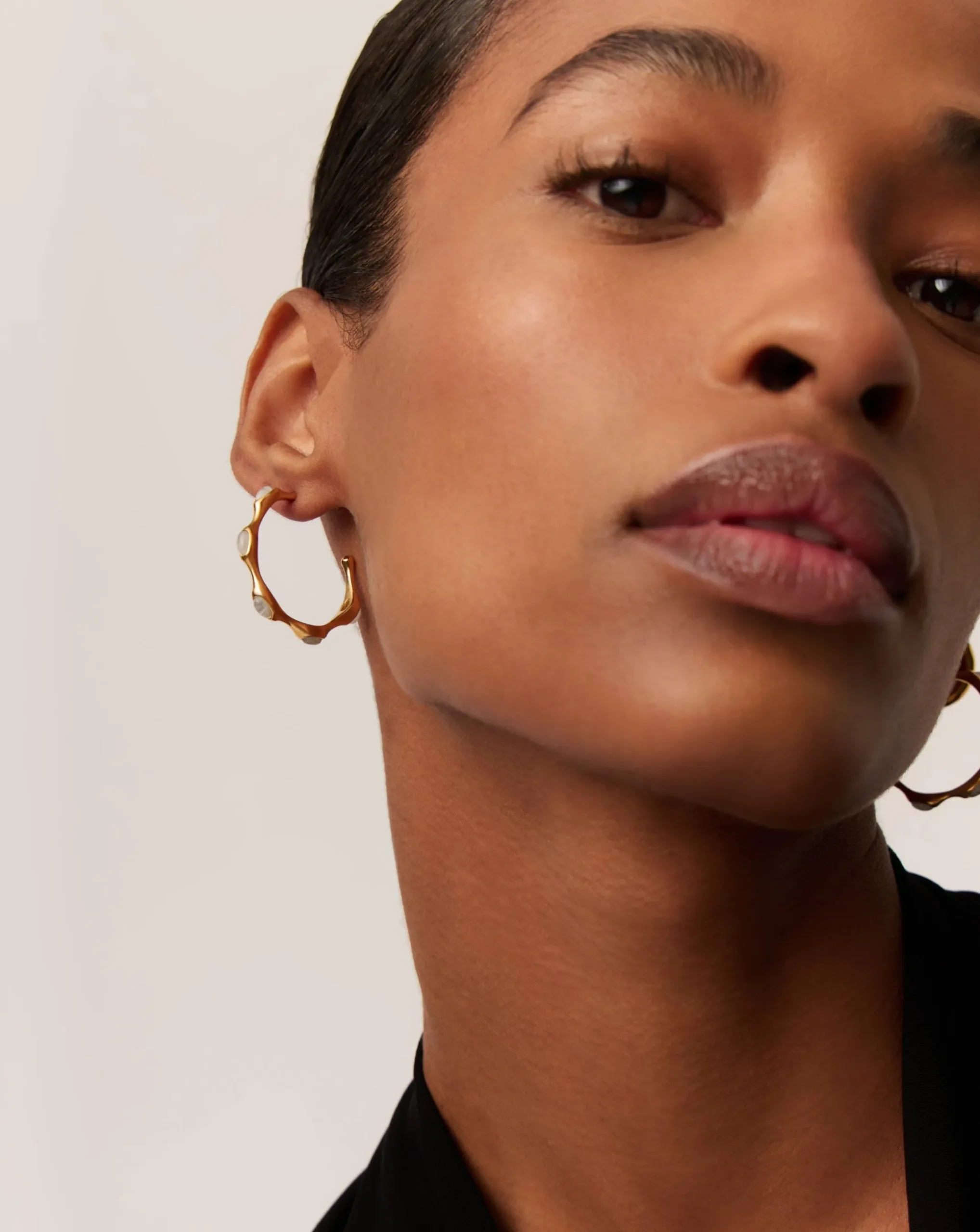 Magma Gemstone Medium Hoop Earrings