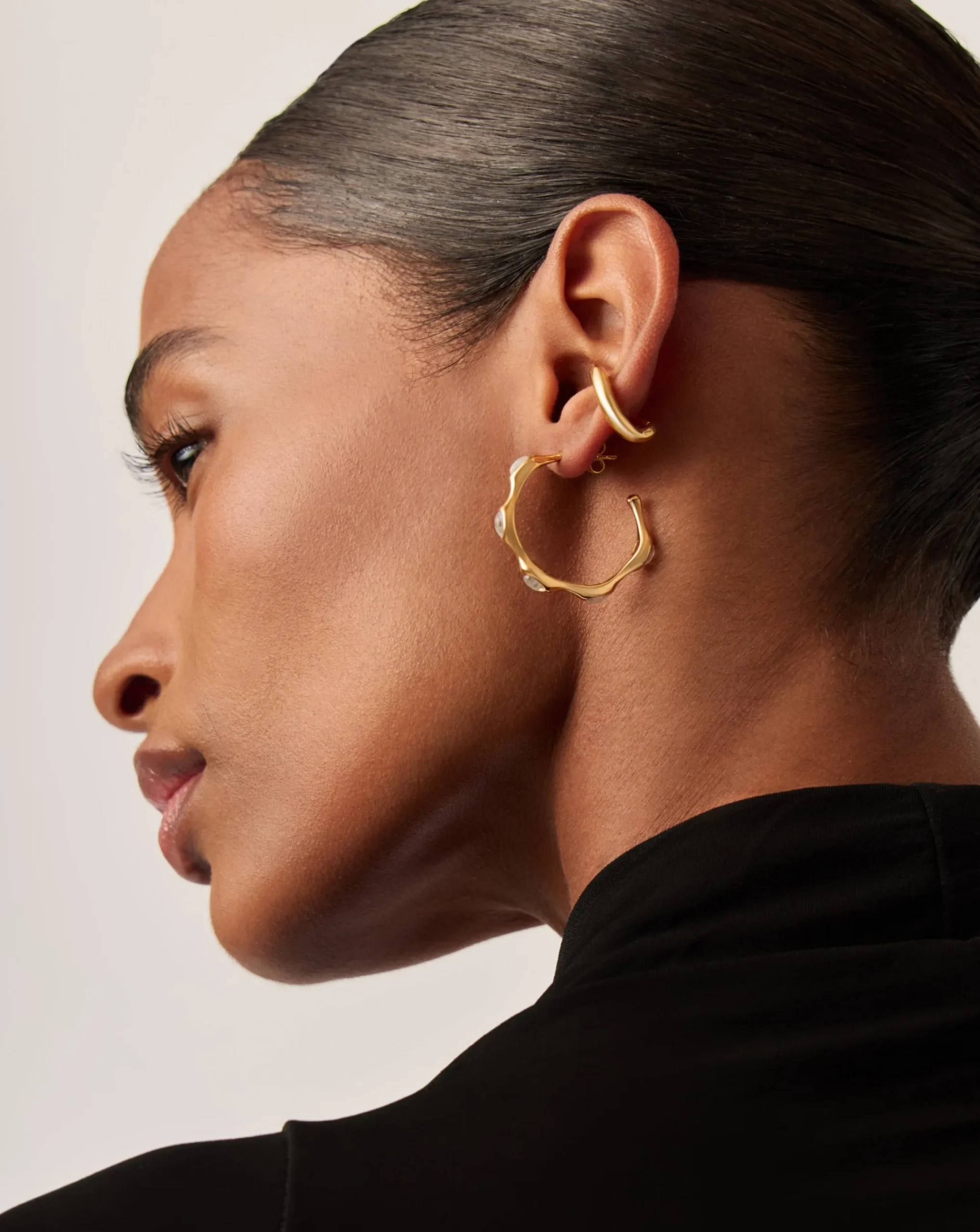 Magma Gemstone Medium Hoop Earrings