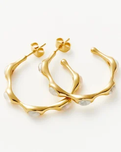 Magma Gemstone Medium Hoop Earrings