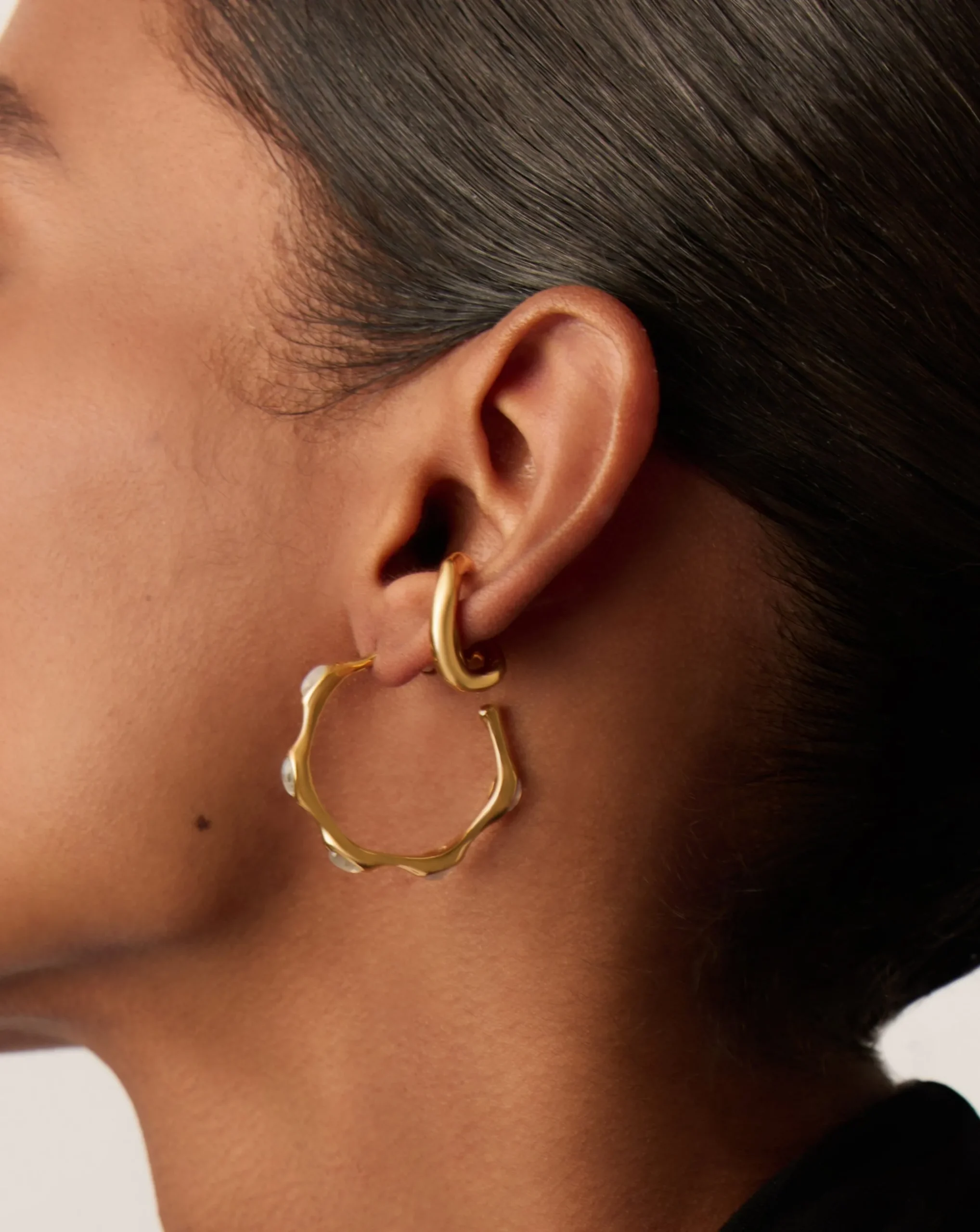 Magma Gemstone Medium Hoop Earrings