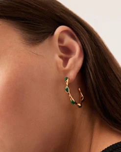 Magma Gemstone Medium Hoop Earrings