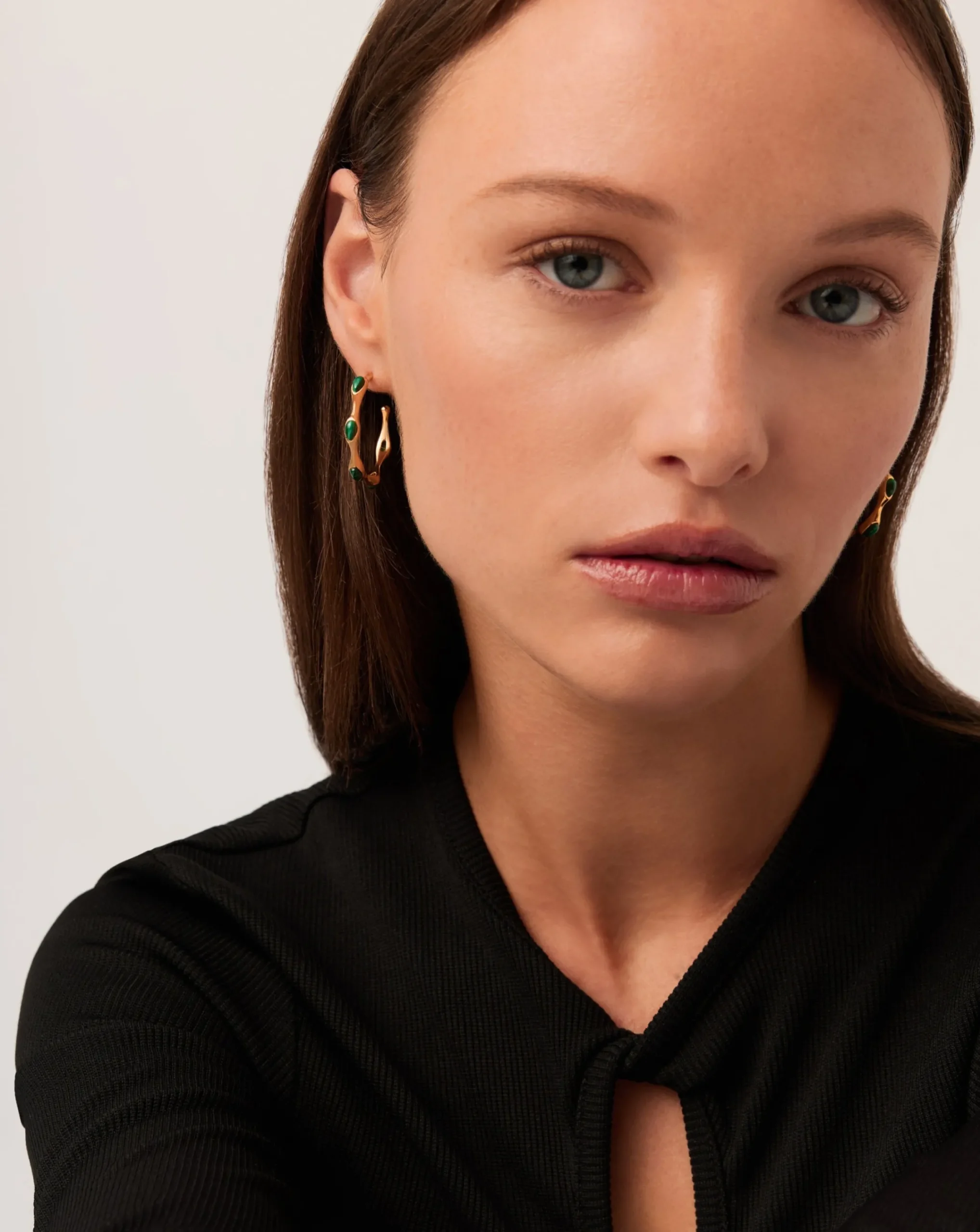 Magma Gemstone Medium Hoop Earrings