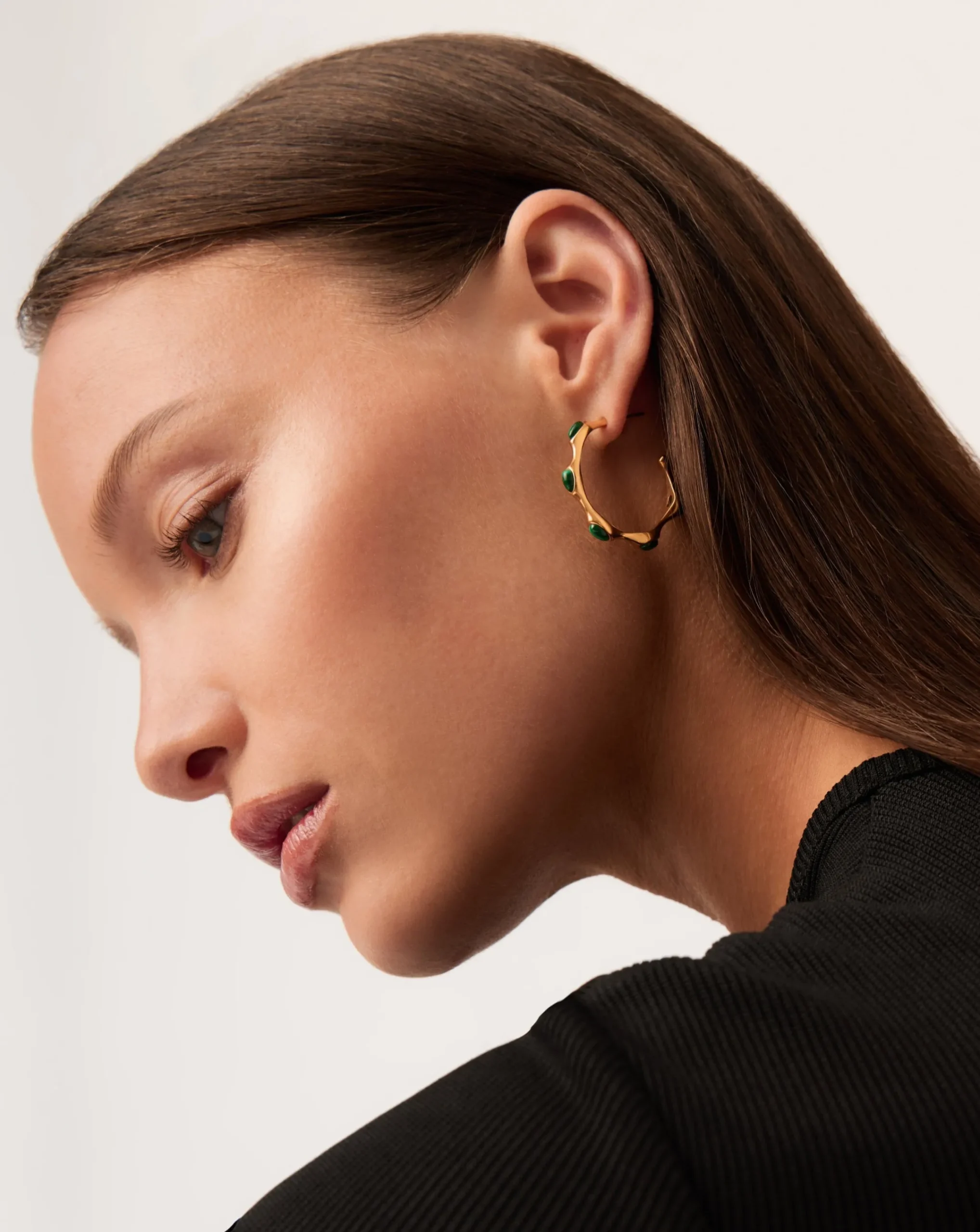 Magma Gemstone Medium Hoop Earrings