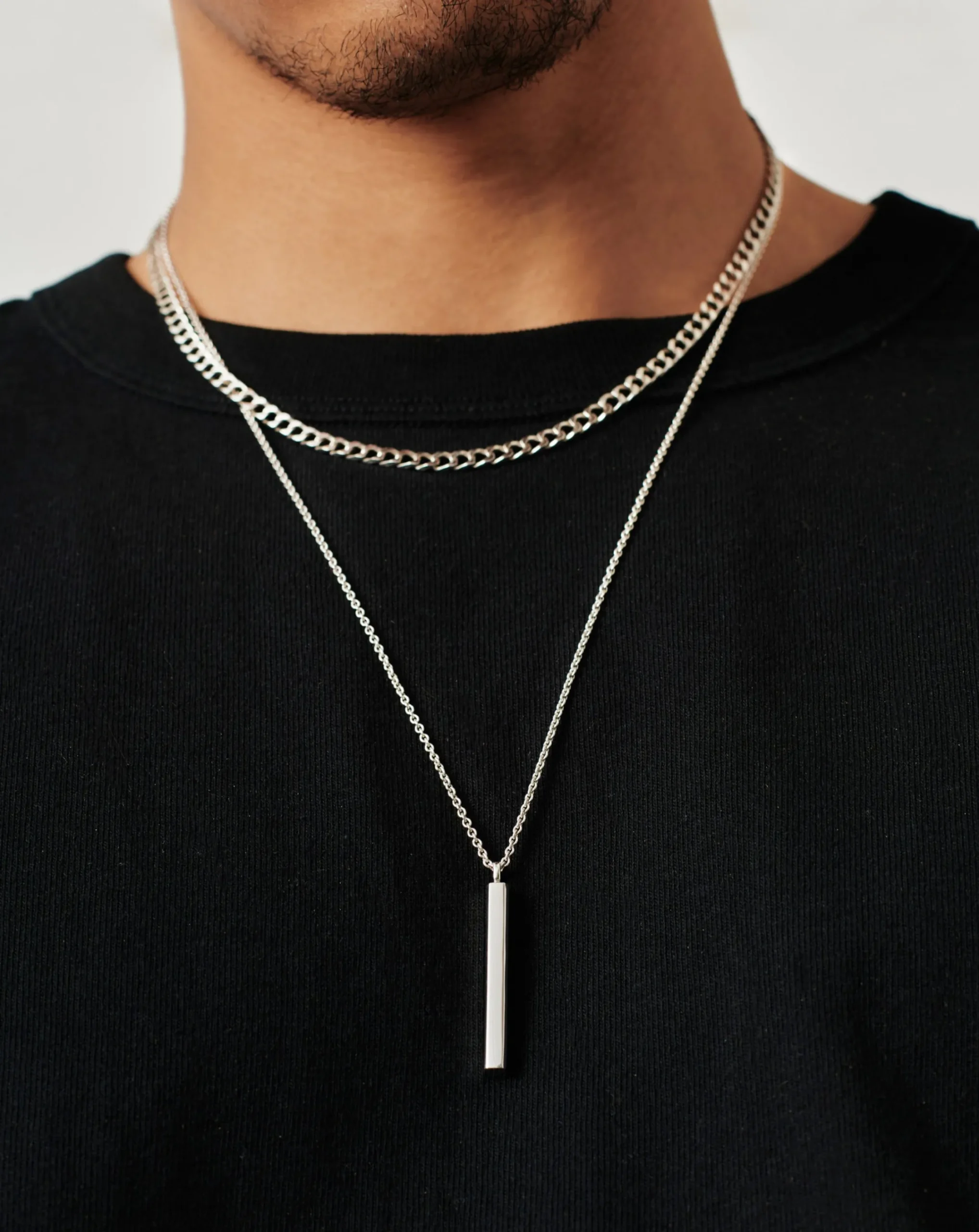 Mens Engravable Tag Pendant Necklace