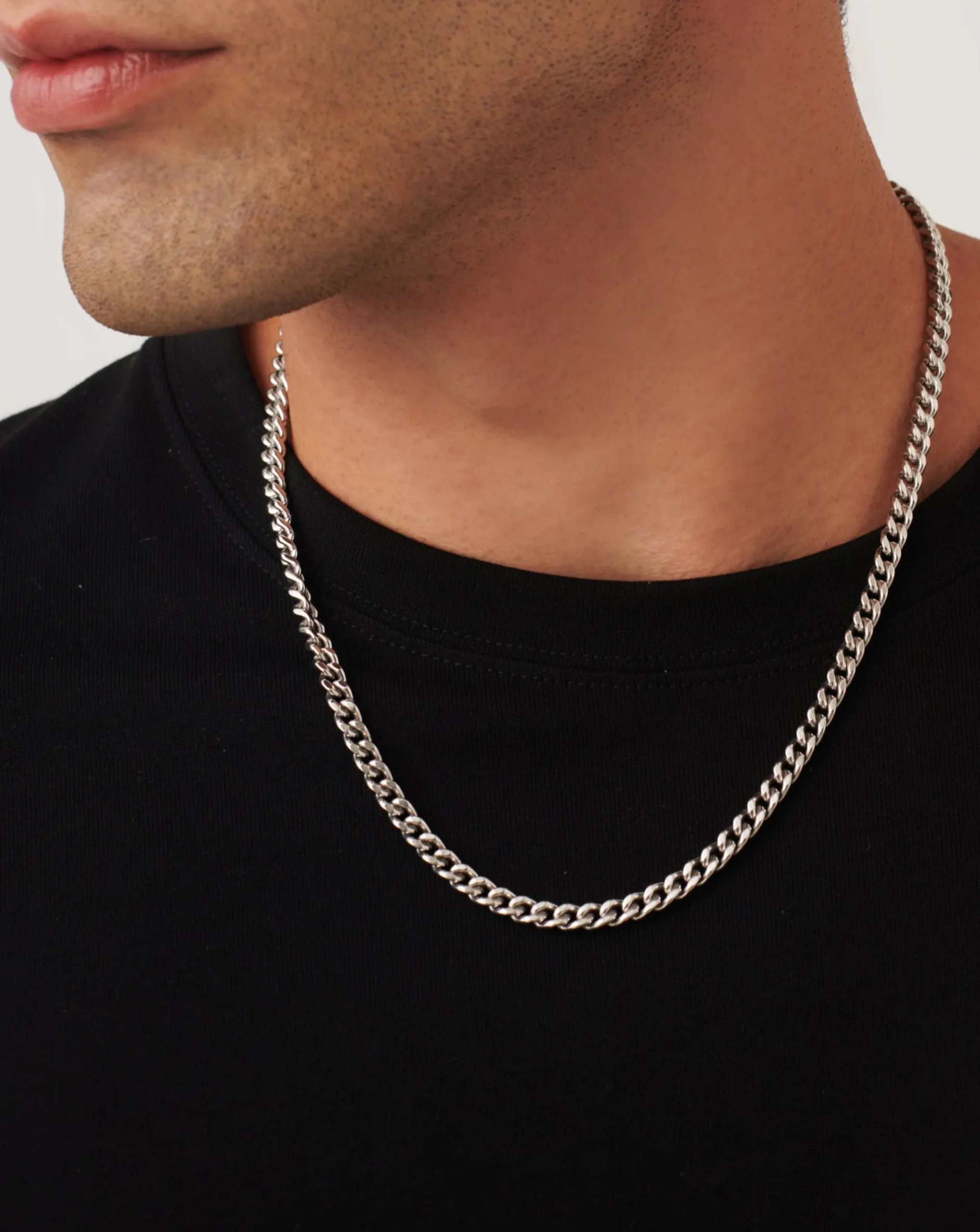 Mens Flat Curb Chain Necklace