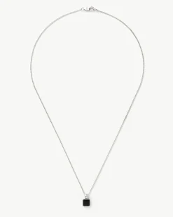 Mens Lucy Williams Square Black Onyx Pendant Necklace