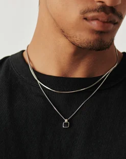 Mens Lucy Williams Square Black Onyx Pendant Necklace