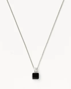 Mens Lucy Williams Square Black Onyx Pendant Necklace