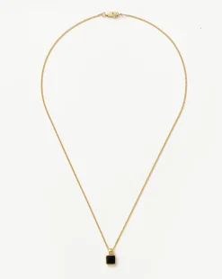 Mens Lucy Williams Square Black Onyx Pendant Necklace