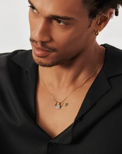 Mens Lucy Williams Square Black Onyx Pendant Necklace