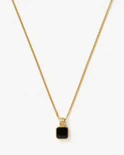 Mens Lucy Williams Square Black Onyx Pendant Necklace