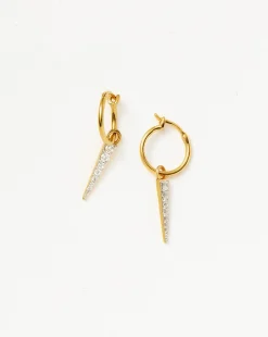 Mini Pave Spike Charm Hoop Earrings