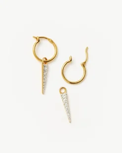 Mini Pave Spike Charm Hoop Earrings