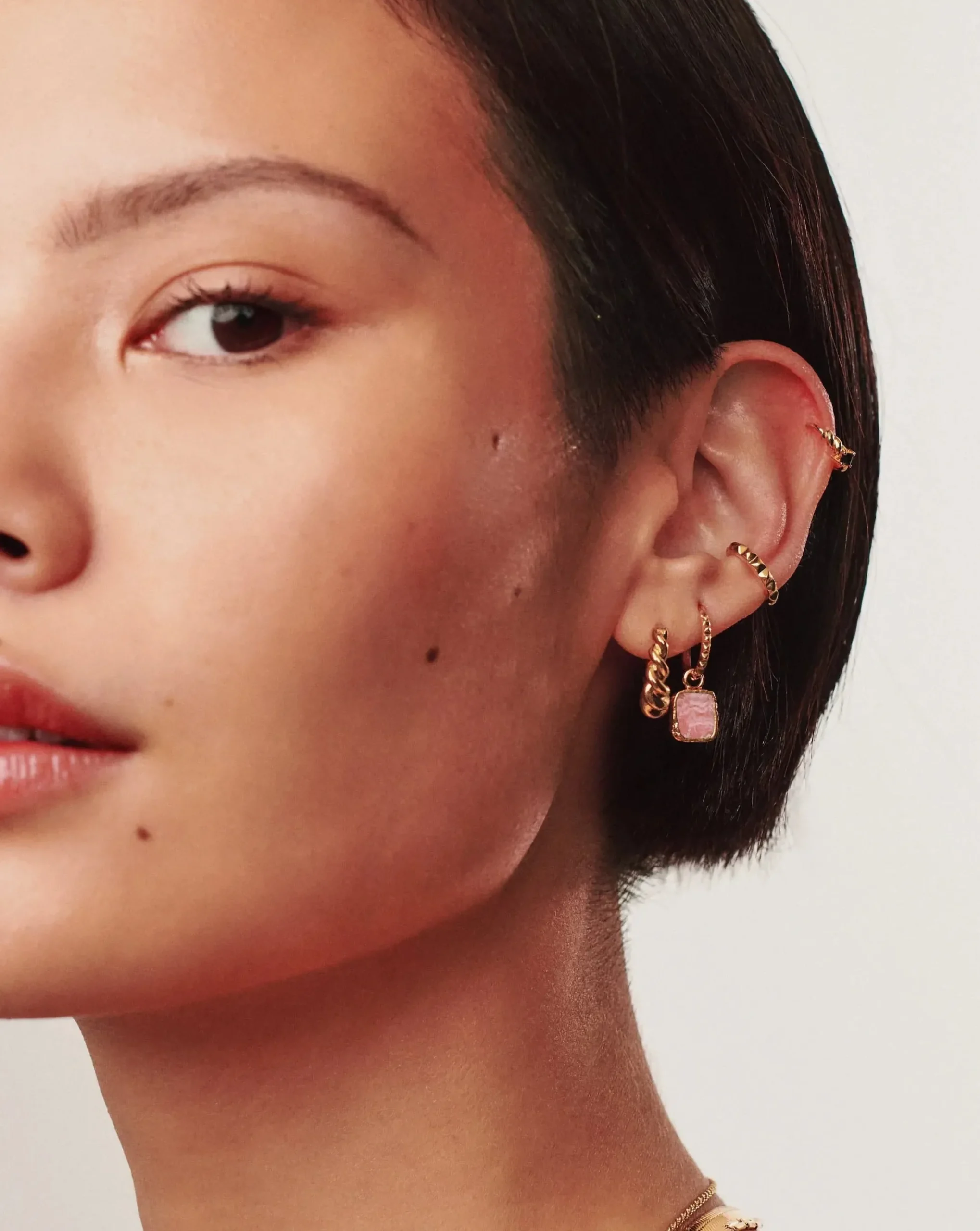 Mini Pyramid Charm Hoop Earrings