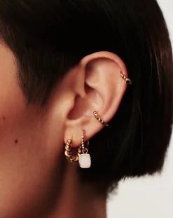 Mini Pyramid Charm Hoop Earrings