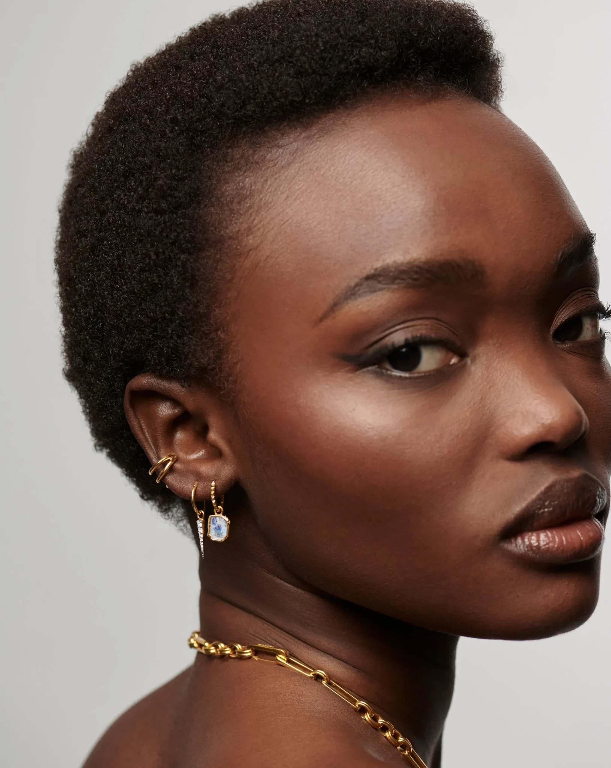 Mini Pyramid Charm Hoop Earrings