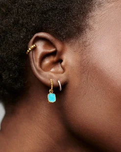 Mini Pyramid Charm Hoop Earrings