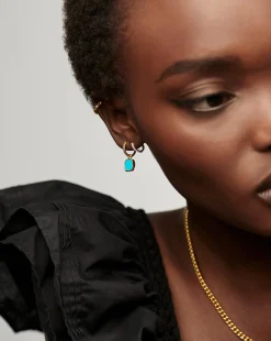 Mini Pyramid Charm Hoop Earrings