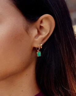 Mini Pyramid Charm Hoop Earrings