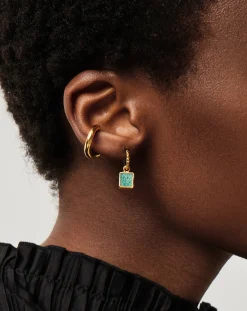 Mini Pyramid Charm Hoop Earrings