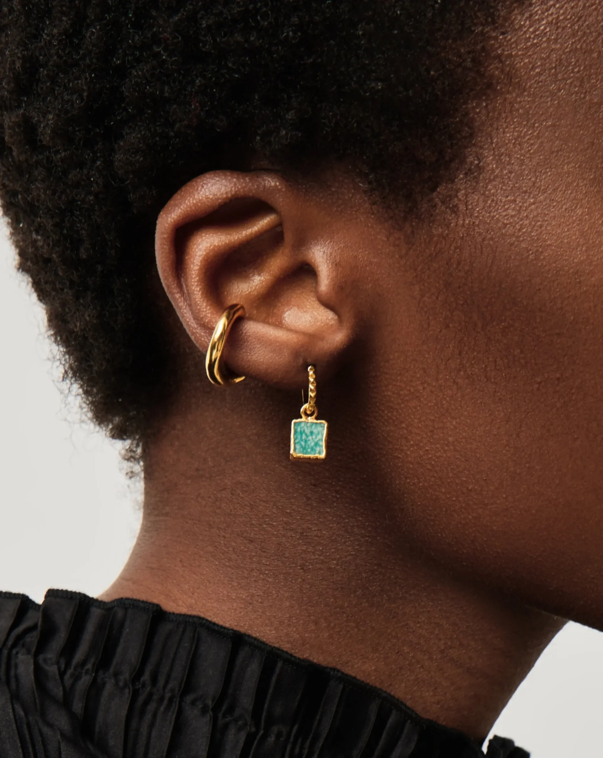 Mini Pyramid Charm Hoop Earrings