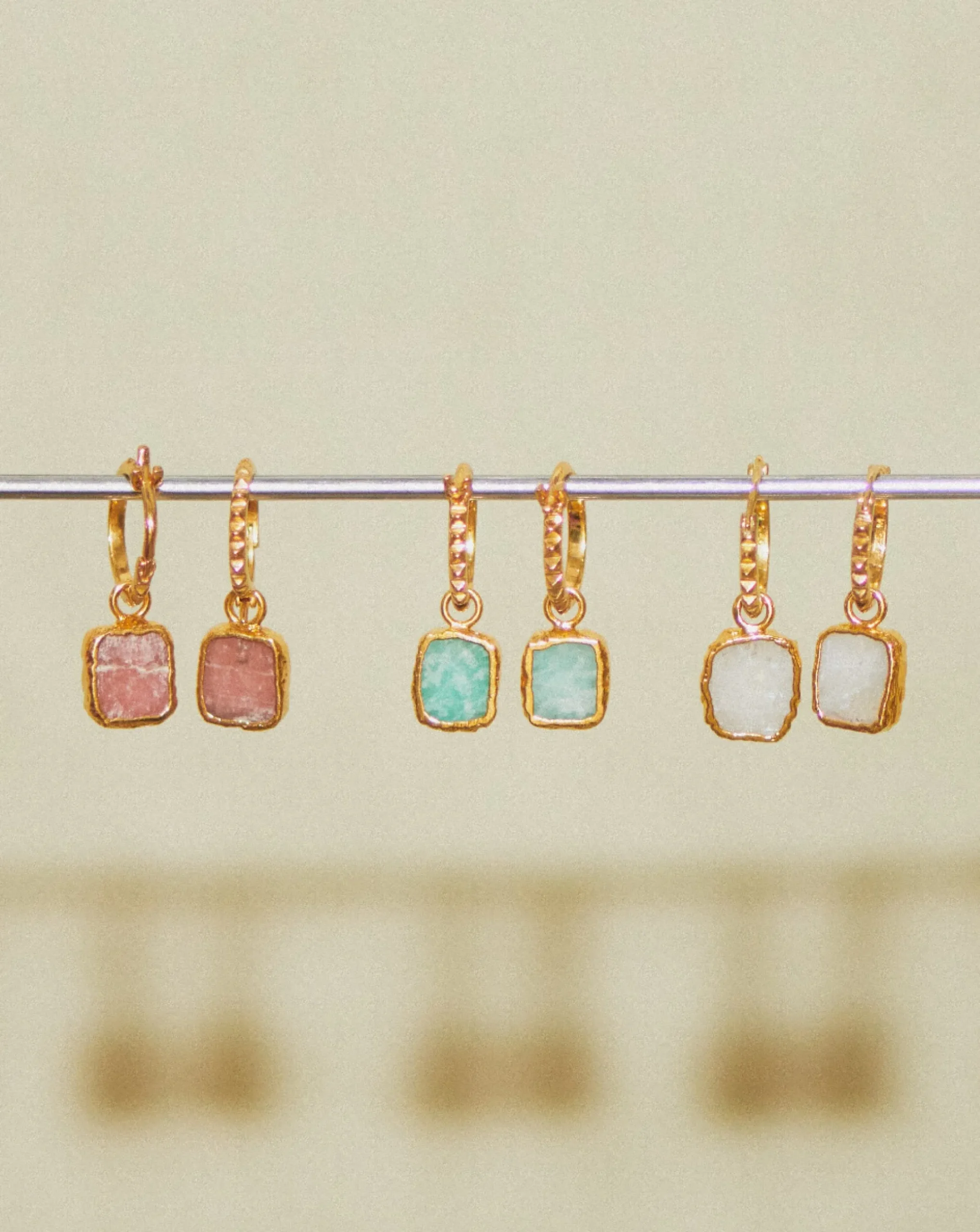 Mini Pyramid Charm Hoop Earrings