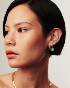 Mini Pyramid Charm Hoop Earrings
