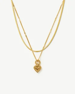Mini Ridge Heart Chain Necklace Set