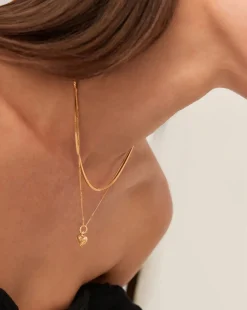 Mini Ridge Heart Chain Necklace Set