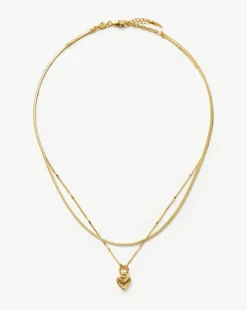 Mini Ridge Heart Chain Necklace Set